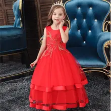Детские Вечерние Платья с цветочным узором и бисером на год для девочек; платья для выпускного вечера; детское платье принцессы на свадьбу для девочек; платье для первого причастия
