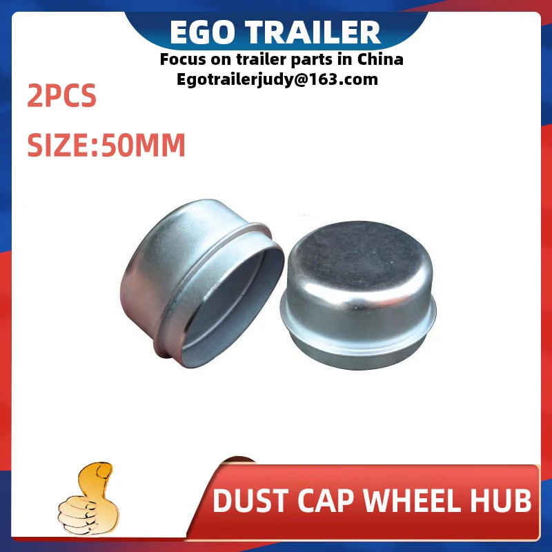 Replacement 50mm Metal Dust Cap Wheel Hub Trailer Bearing Dust Grease Cover 2pcs