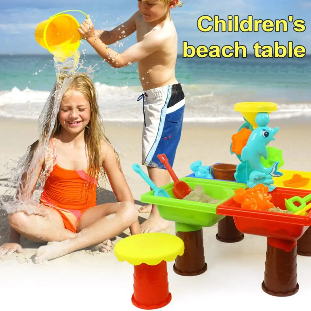 

Kids Summer Outdoor Beach Sandpit Toys Sand Bucket Water Wheel Table Play Set Toys Children Learning Education Toy Baby Birthday