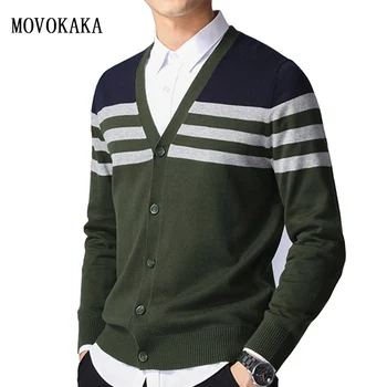 

New Spring Fashion Cardigan Striped Sweater Men Slim Fit Sweater Male Knitwear Sweaters Tops Casual Cardigan Cotton Sweater Mens