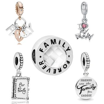 

Family charms fit original pandora bracelet diy bead jewelry making pendant bead for women gift