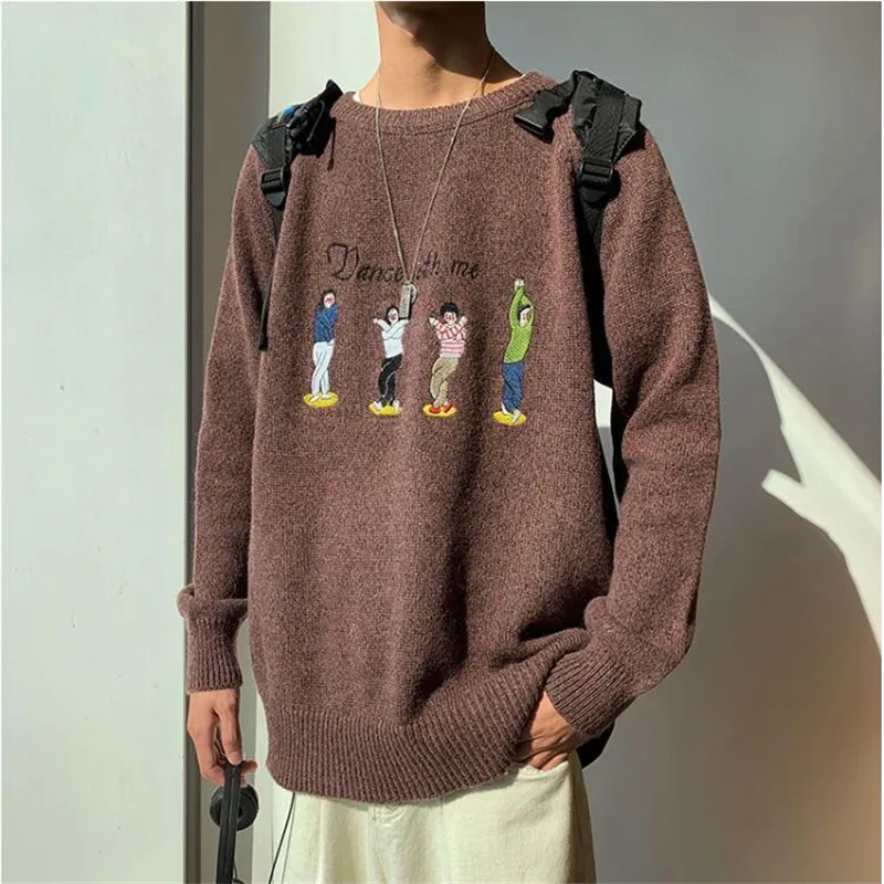 2019 autumn new men's fashion sweater men's loose round neck embroidery sweater sweater head wearing a large size casual sweater 2019 autumn new men's fashion sweater men's loose round neck embroidery sweater sweater head wearing a large size casual sweater