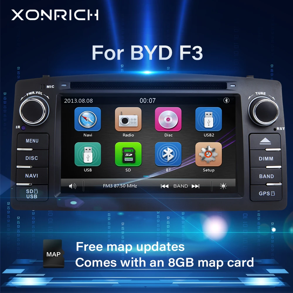 Автомобильный DVD плеер Xonrich 2 Din для Toyota Corolla E120 BYD F3 2000 2005 2006GPS радио мультимедиа