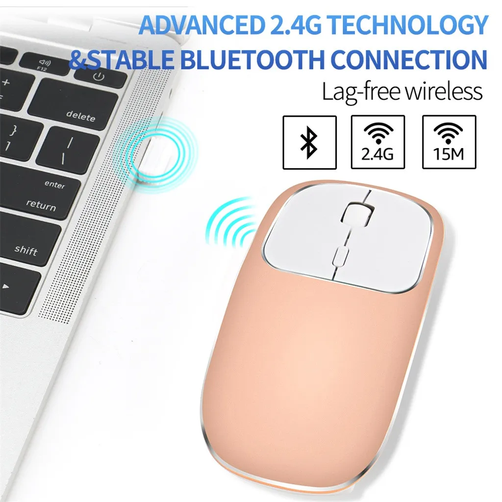OMESHIN перезаряжаемая 2,4G Регулируемая беспроводная мышь, портативная беспроводная металлическая Бесшумная оптическая C мышь и мышь для MacBook