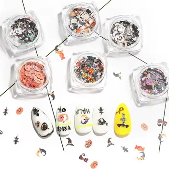 

2 Boxes of Halloween Skull Pumpkin Nail Art Sequin Stickers Manicure Decoration nails accessories наклейки на ногти 2020
