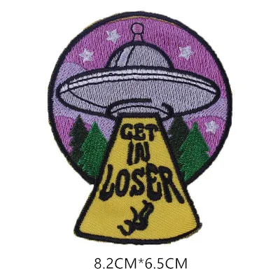 1pcs Space Universe UFO parches Embroidered Iron on Patches for Clothing DIY Motif Stripes Clothes Stickers The aliens Badges - Цвет: CY01