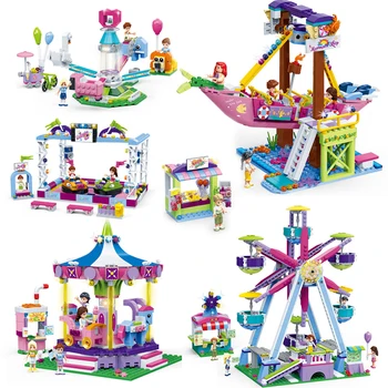 

Girls Series Pleasure ground/Amusement Park Ferris Wheel Model Building Blocks Bricks Compatible Children Girls Gifts