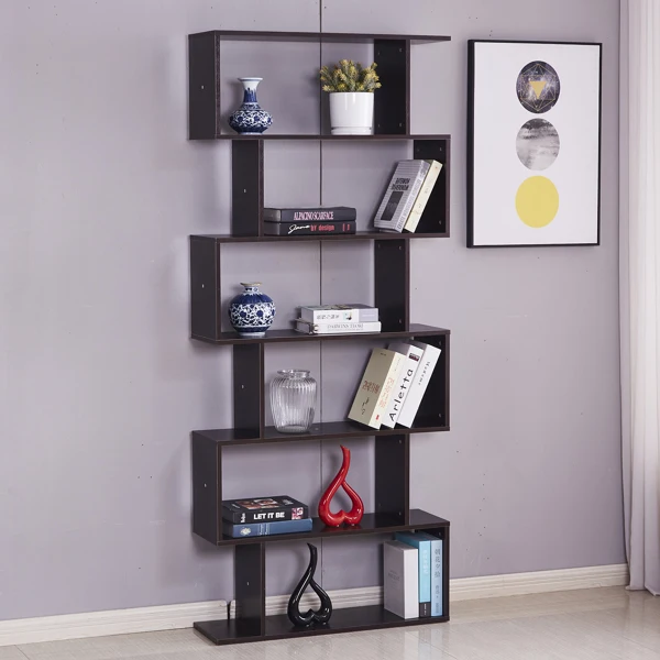 https://ae01.alicdn.com/kf/Hd9e544200ece403f80c77e540c20d863m/6-Shelf-Bookcase-Modern-S-Shaped-Z-Shelf-Style-Bookshelf-Multifunctional-Wooden-Storage-Display-Stand-Shelf.jpeg