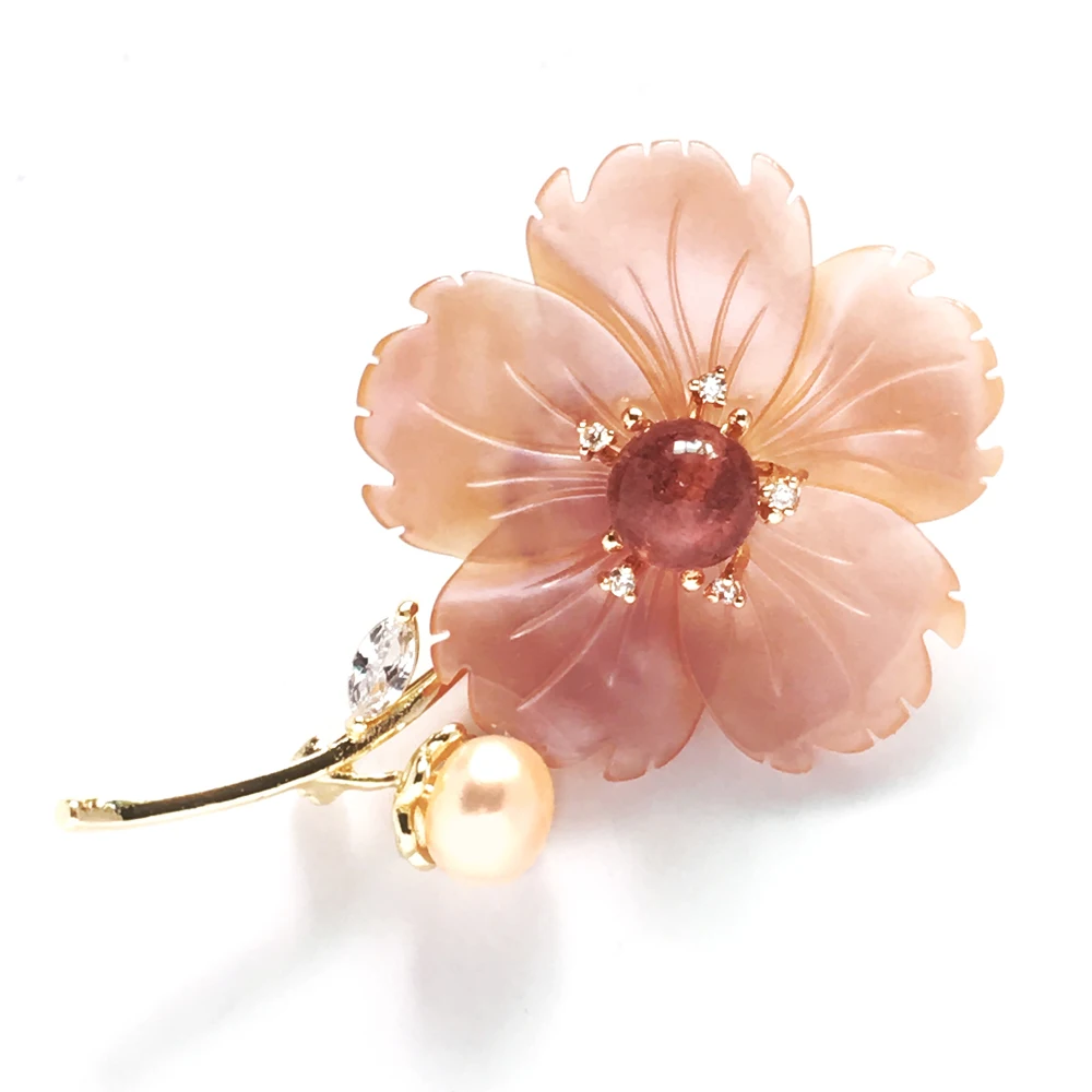 La MaxZa Flower Brooches Jewelry Romantic Freshwater Pearls Brooches Women Fashion Trendy Christmas Gift Handmade XZ2002