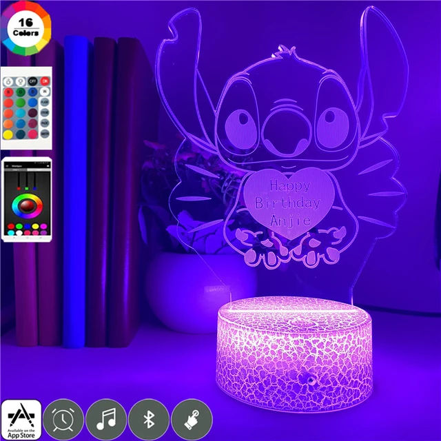 Disney STITCH & LILO figura de luz nocturna Led 3D para niños, decoración  de habitación de cama, lámpara de Anime 3d, regalo de cumpleaños y Navidad  para niños