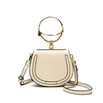 

Saddle Bag Women's 2020 New Style Fashion Bracelet Bag WOMEN'S Shoulder Bag Metal Circular Ring Handbag
