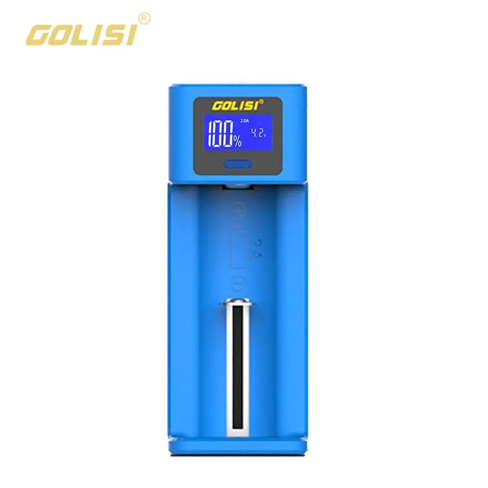 Синий Golisi умное зарядное устройство ЖК-дисплей AA AAA зарядное устройство 2A Быстрая зарядка для 18650 21700 26650 Ni-MH Ni-cd батарея - Цвет: Синий