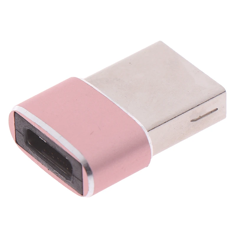 USB мужчина к Тип usb C и разъемом типа «мама» адаптер конвертер Тип-c зарядный кабель для передачи данных с Зарядное устройство - Цвет: Rose Gold