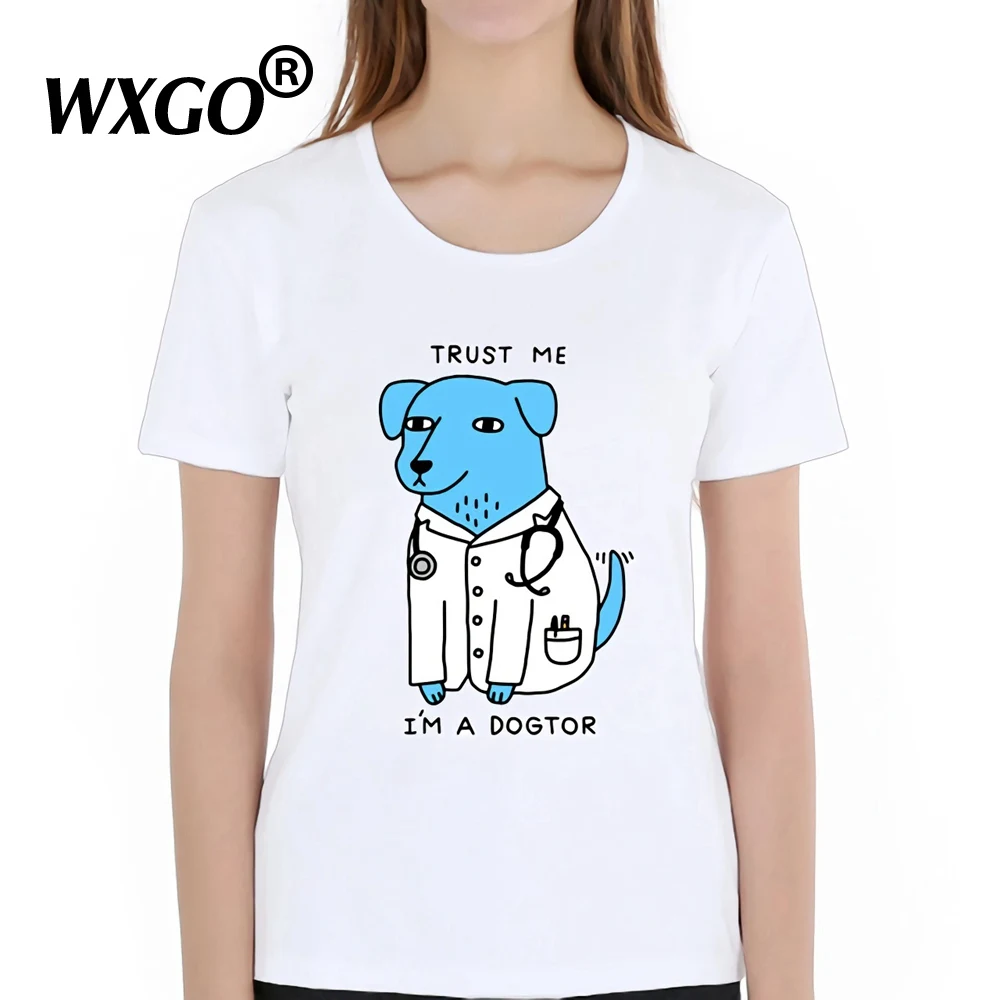 DOG38 Trust Me I'M A DOGTOR/футболка с принтом собаки из мультфильма «Доктор», Женская забавная футболка, летняя Новинка, модные футболки, топы в готическом стиле - Цвет: DOG38
