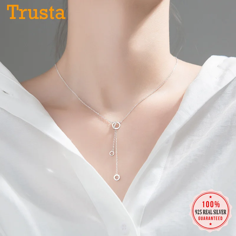 TrustDavis 100% Стерлинговое Серебро 925 пробы ожерелье CZ круглые кулоны Bithday Love подарок