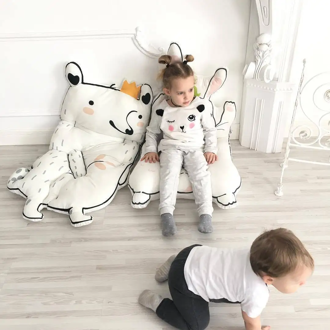 Игровой коврик с изображением животных из мультфильмов; детский коврик для новорожденных; хлопковый коврик для ползания; коврик для детской комнаты; декор для детской комнаты