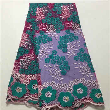 

African Lace Fabric Wedding Nigerian 3d Lace Fabric beads stones High Quality Lace Embroidery Tulle Lace Fabric For 5yards