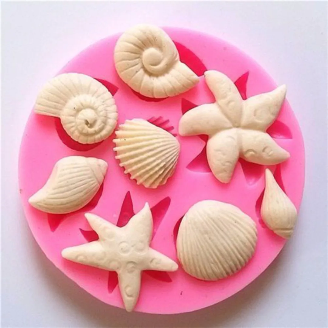 Silicone Shellfish Starfish Shell Soap Mould Cookie Candy Baking Mold Mould Crafts DIY Kitchen soap Tools Home Decor