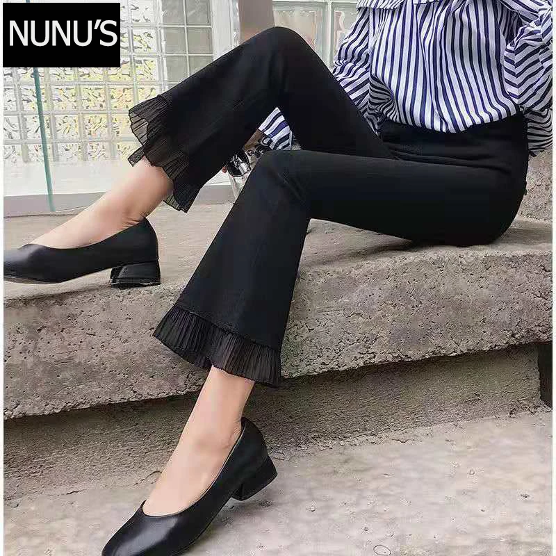 Black Female Capris Bell Bottom Metal Ring Flare Pants Wide Leg Pants Big 2020 Trousers Women High Waist Plus Size XL C32 Black Female Capris Bell Bottom Metal Ring Flare Pants Wide Leg Pants Big 2020 Trousers Women High Waist Plus Size XL C32