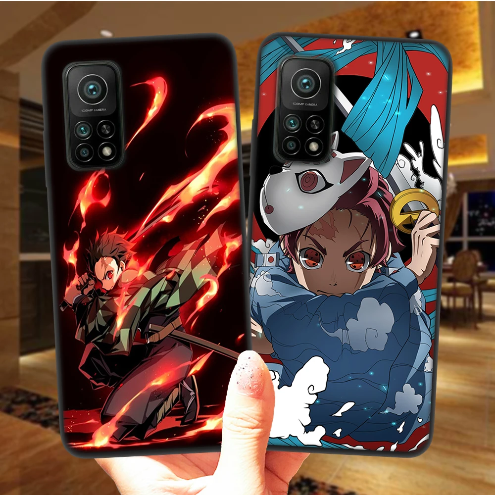 Cute Demon Slayer Anime Phone Case For Xiaomi Mi 10T Lite 10 Ultra Redmi Note 9S 7 8 9 Note9 Pro 8T Black Soft Silicone Cover xiaomi leather case cover