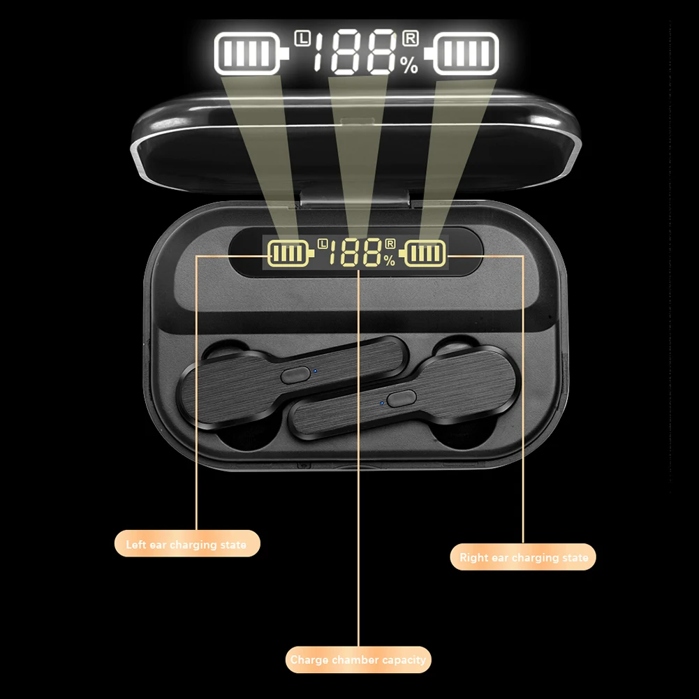 Noise Reduction Bluetooth Headset LED Digital Display Stereo HIFI In ear Sports Wireless Earbuds Home Office Travel Accessories