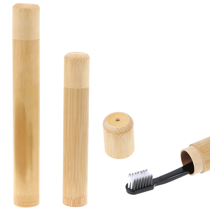 1pc Natural Bamboo/PP Tube For Toothbrush Eco Friendly Travel Case Handmade Bamboo Toothbrush Tube Portable Travel Packing