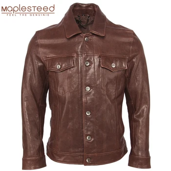 

100% Tanned Sheepskin Men Real Leather Jacket Super Quality Soft Slim Fit Genuine Leather Jacket Male Skin Coat Autumn M440