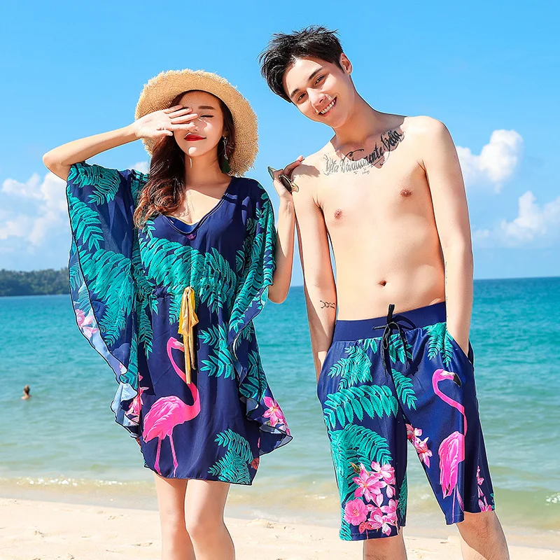 

Couples Bathing Suit Conservative Push up Bikini Three-piece Set Seaside Holiday Beach Shorts Couple Clothes Seaside Hot Springs