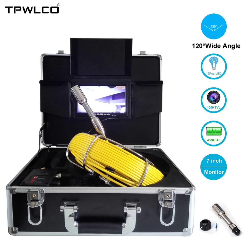 

23MM IP68 Waterproof Snake Pipe Inspection Camera 7inch LCD 20M Cable Industrial Sewer Drain Endoscope Video Camera