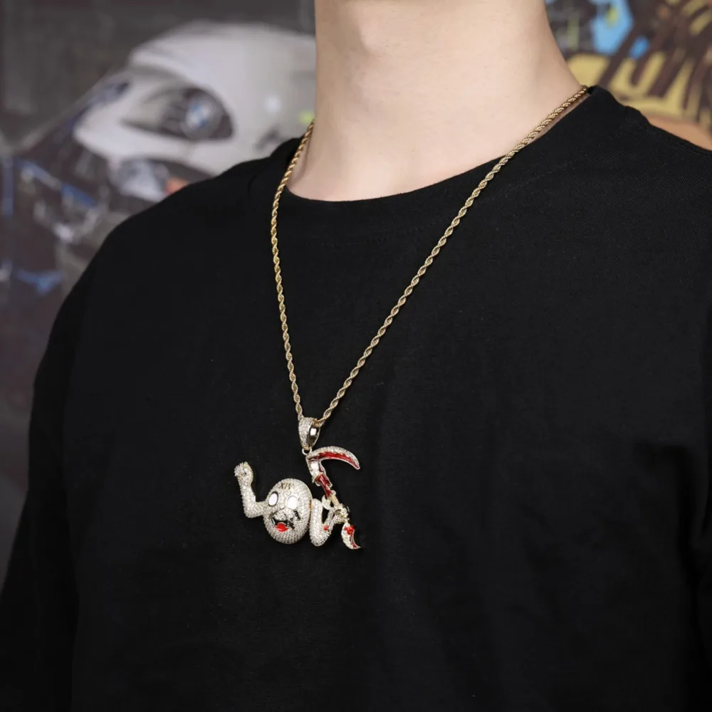 GUCY Iced Out wicked колье с подвеской часы AAA кубический цирконий хип хоп ювелирные изделия с теннисной цепочкой для подарка