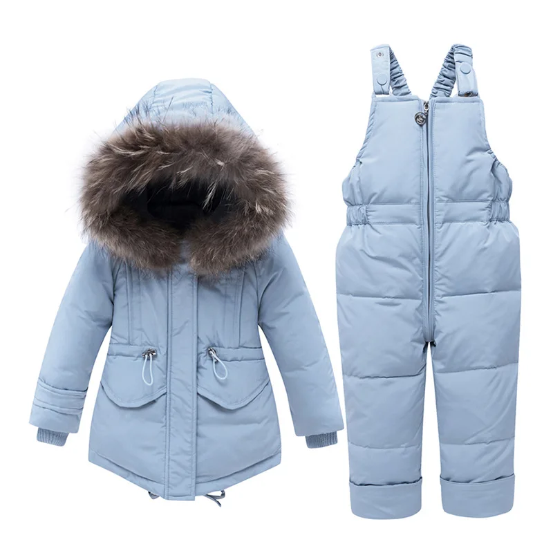 

New Style CHILDREN'S down Jacket Set Baby Infants Hooded Suspender Pants Set Two-Piece Set BOY'S Girls Winter