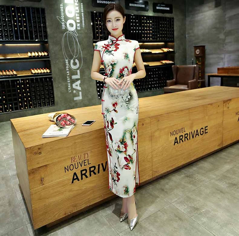 Современный Cheongsam традиционное китайское вечернее платье длинное Qipao размера плюс женская одежда Восточный стиль платья для вечеринок Китай Chipao