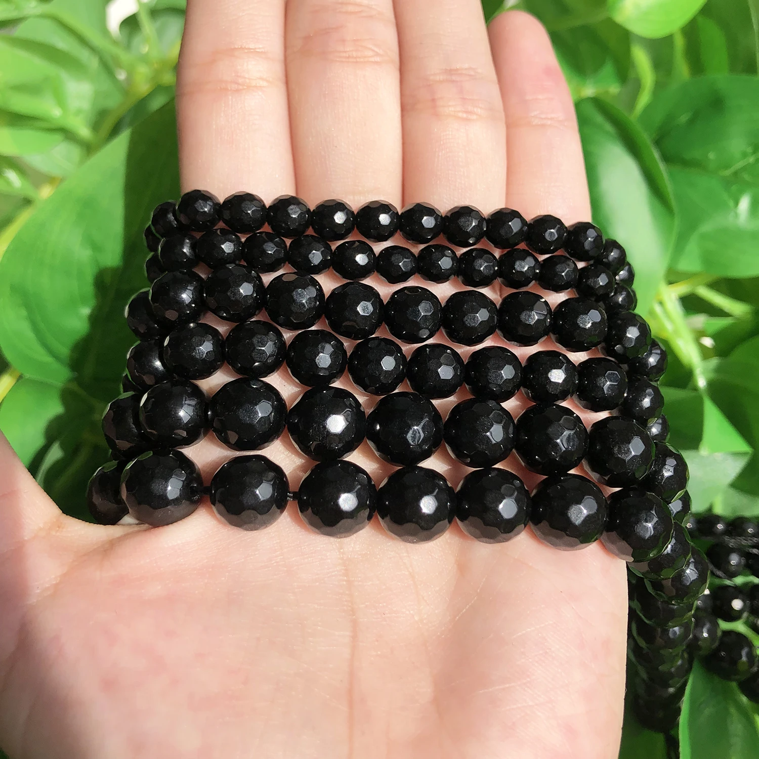 Facettierte schwarze Achate-Perlen, natürliche lose Steinperlen für die Schmuckherstellung, runde lose Onyx-Perlen, 4, 6, 8, 10, 12 mm, DIY-Armband, 38,1 cm – Detail 7