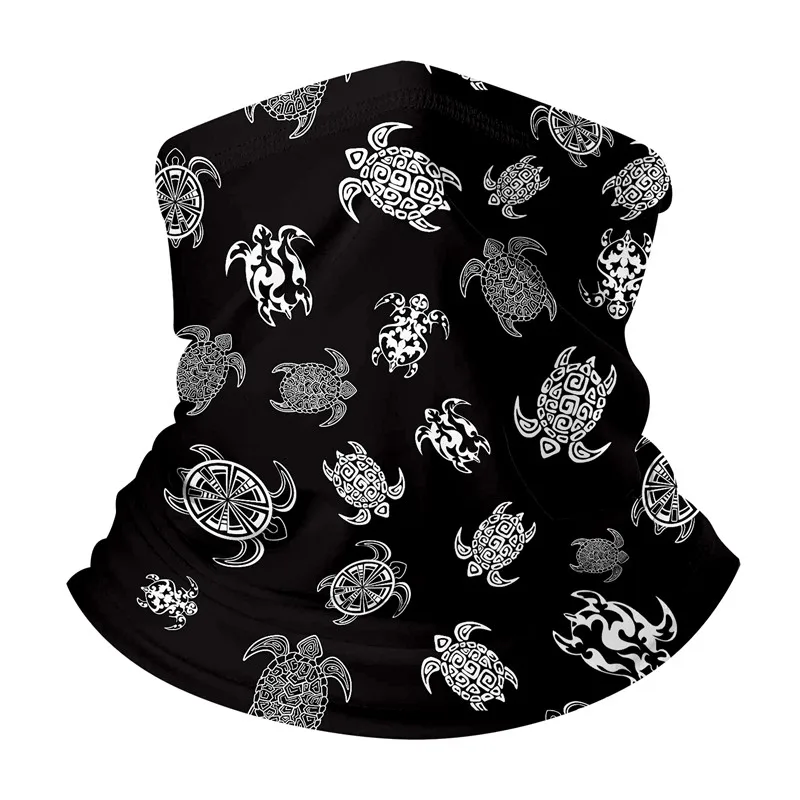 

Polyester Scarf Cartoon Sea Turtle Print Bandana Neck Head Scarf Face Dust Mask Multifunctional Warm Anti Dust Uv Headwear
