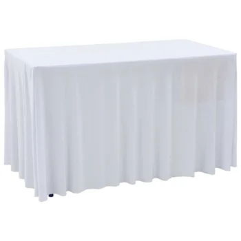 

2 pcs stretch Tablecloth with border white 183 x 76 x 74 Rectangular Table cloth for Wedding Party Christmas Home Decoration