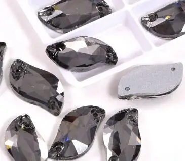 Transparent Black Стразы особой формы с кристаллами s-образной формы, цветные стразы с отверстиями для шитья, стразы с блестками для одежды, свадебного платья ZZ055 - Цвет: Transparent Black
