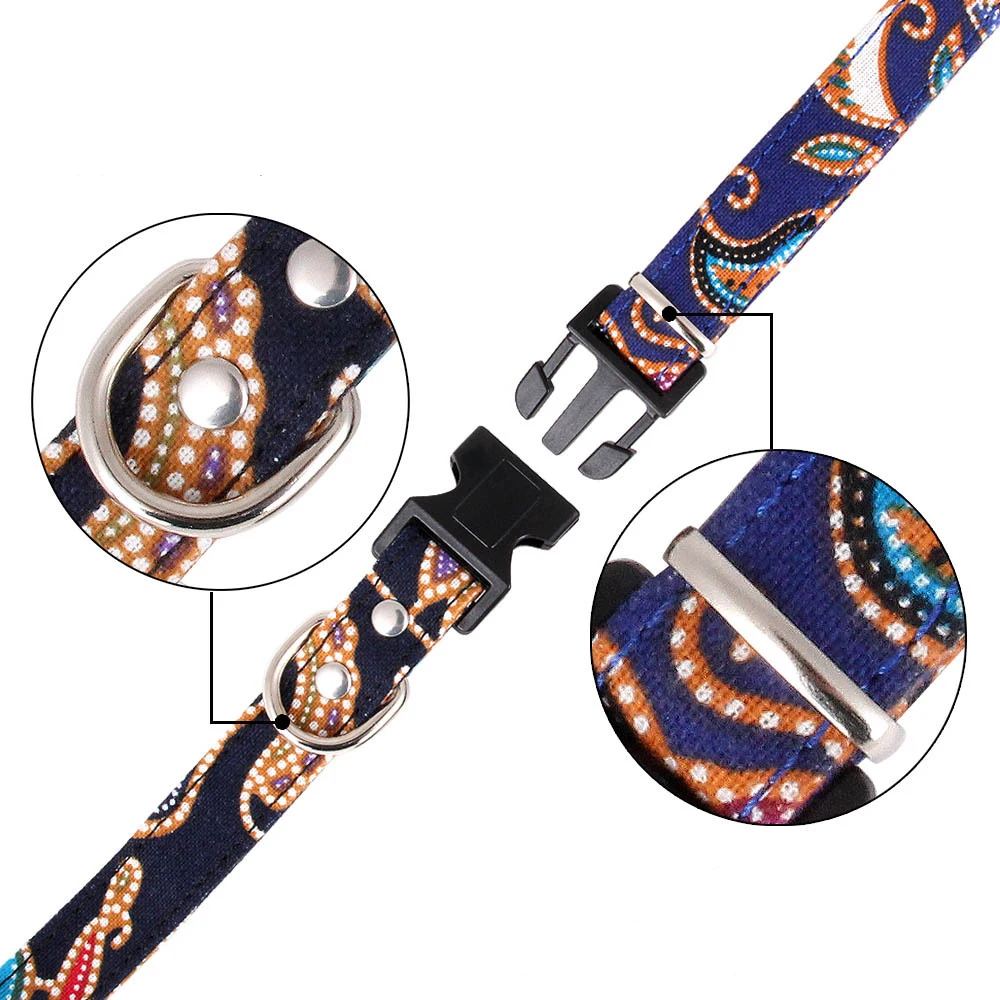 Bohemian Hasp Type Style Dog Collar Adjustable Dog Collars Control Handle Training Pet Collar For Little Medium Large Dogs Cats