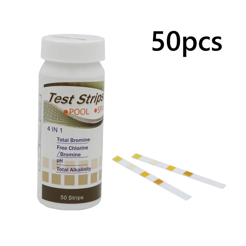 

50pcs 4-In-1 Swimming Pool Spa Test Belt Free Chlorine Ph Bromine Total Alkalinity Water Test Tool Test Strip