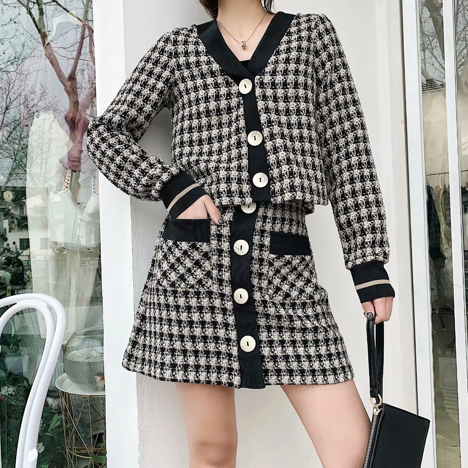 

WOMEN'S Dress 2019 Spring New Style WOMEN'S Dress Graceful Twill Plaid Button Short Skirt Mini Skirt Skirt
