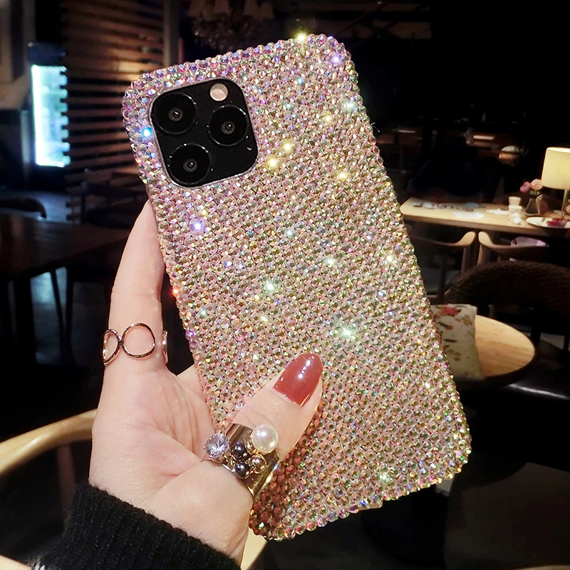 

Luxury Crystal Full Diamond Case For iPhone 12 11 Pro XS Max XR X 8 7 6 Plus Cover For Samsung Galaxy S20 S10 S9 S8 Note 20 10 9