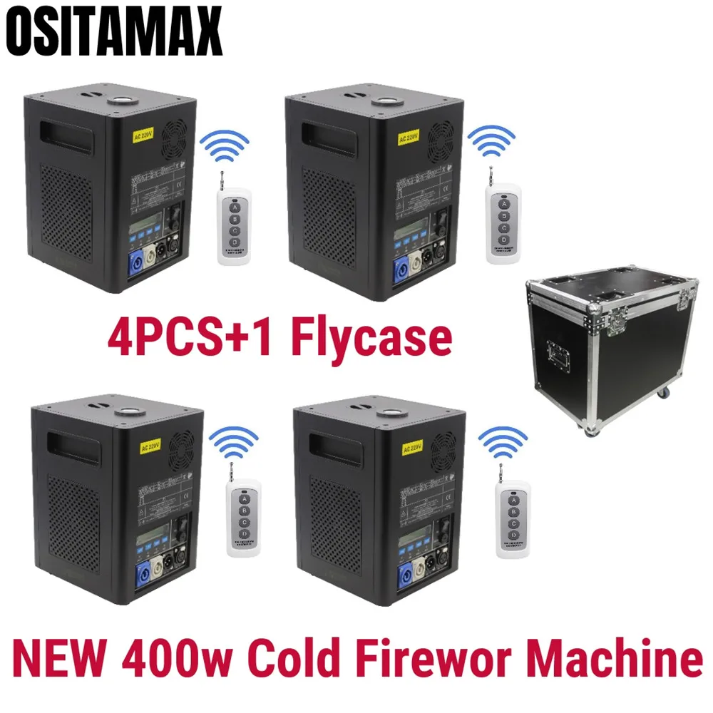 4pcs in flightcase Машина фейерверков 400 Вт холодная Искра свадебное пламя фонтан DMX и дистанционное управление сверкающая машина - Цвет: 4pcs in flightcase