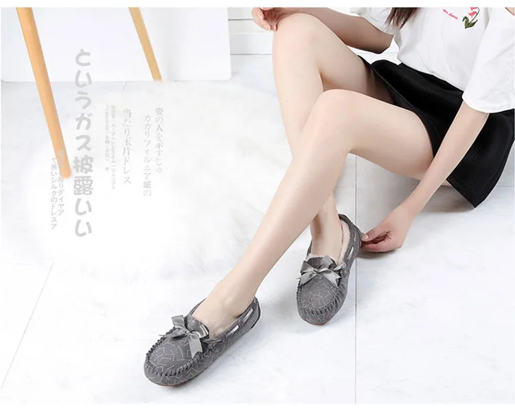 MIYAGINA Natural Fur Genuine Leather Women Flat Shoes New Fashion Women Moccasins Casual Loafers Plus Size Winter shoes