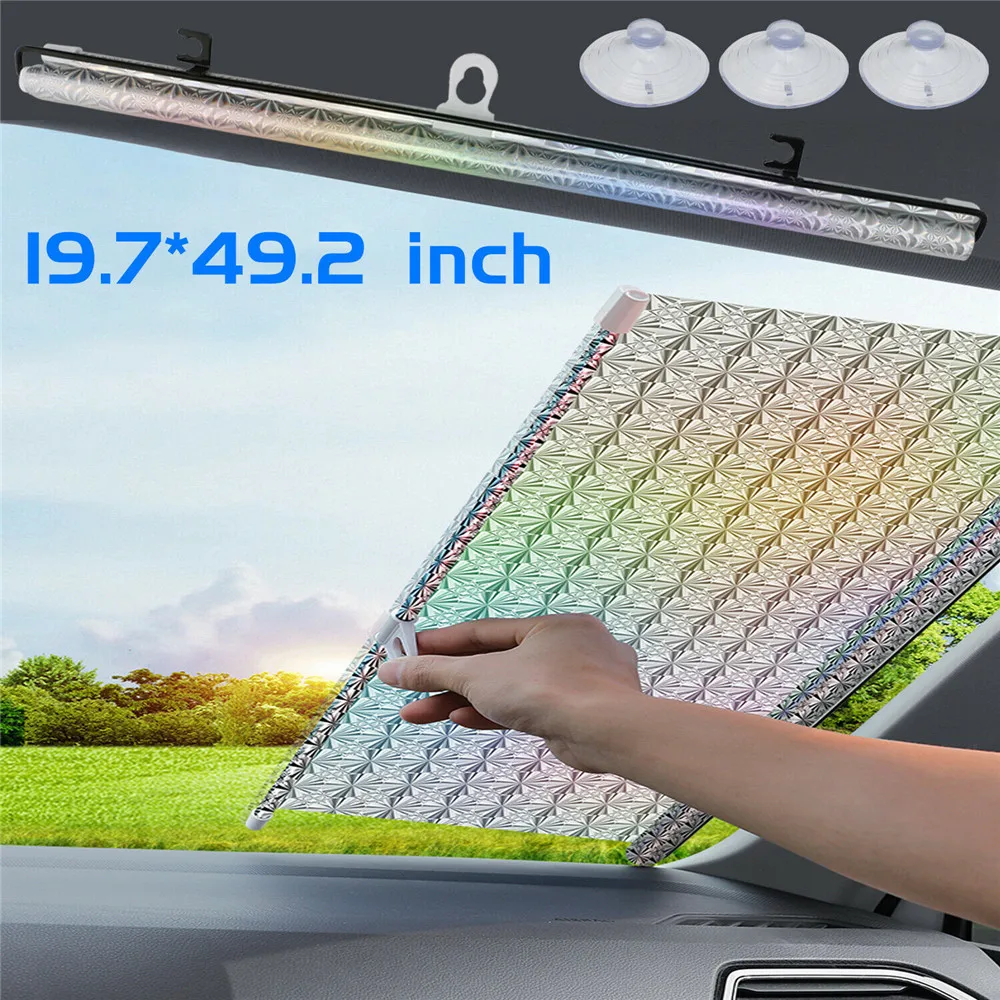 Car Sun Visor Auto Retractable Front Rear Windshield Sun Shade Cover  Parasol Curtains for Car Accessories with Suction Cups - AliExpress