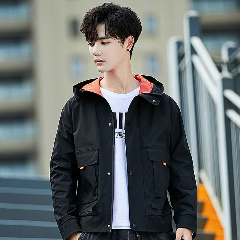 

2019 Autumn MEN'S Coat New Style Korean-style Trend Casual Loose-Fit Clothes Students Spring And Autumn Hooded Tooling Jacket