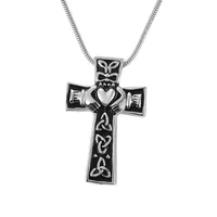 Stainless Steel Vintage Cross Heart  Cremation Ashes Urns Necklace Openable Memorial Keepsake Pendant Jewelry Dropshipping 1