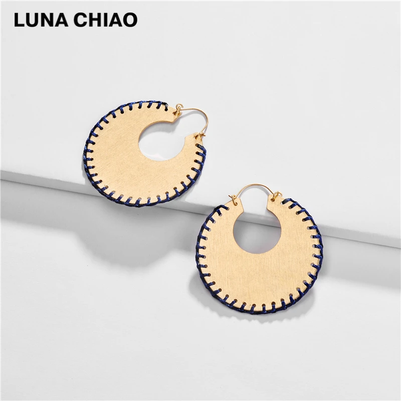 LUNA CHIAO модные большие металлические серьги обруч плетеные ручной работы большой