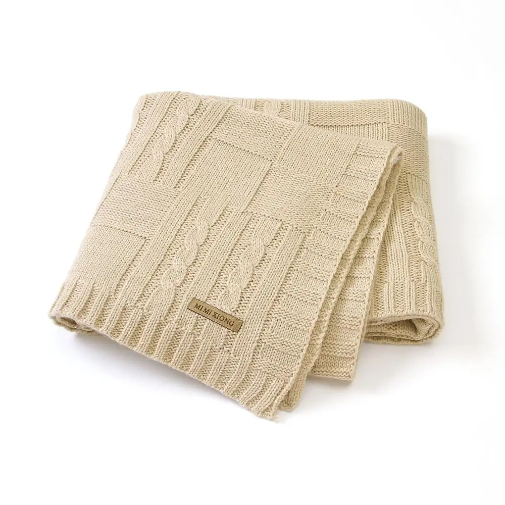 Baby Blankets Knitted Solid Color Infant Sleeping Covers for Stroller Bed Sofa Sleep Sacks 100*80cm Newborn Swaddle Wrap Blanket