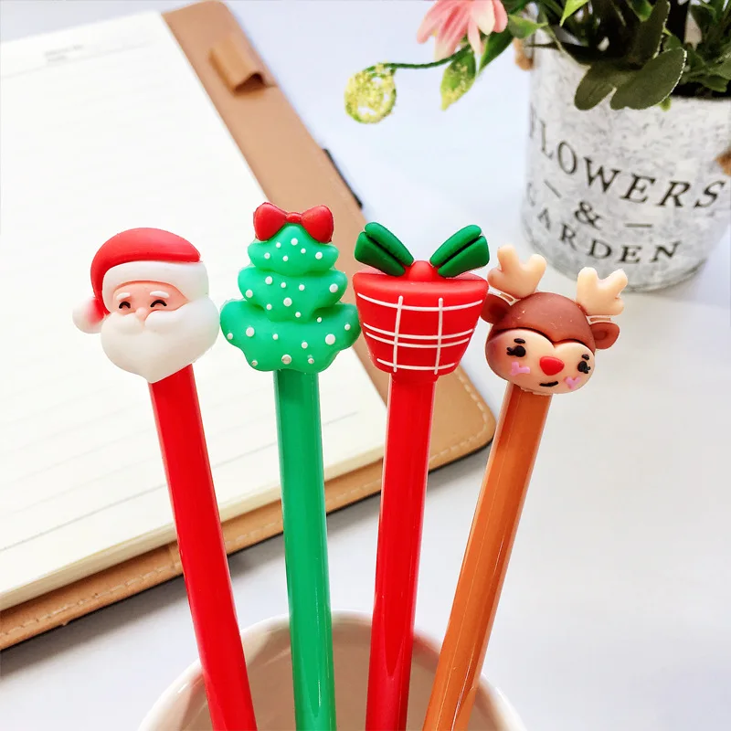 

24 Pcs Cute Elk Christmas Tree Carbon Creative Gift Gel Pen Cartoon Creative Office Supplies Pen Wholesale