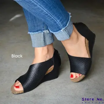 

Girls Sandalias Mujer Women Summer Beach Sandals High Heels Peep Toe Wedge Cork Soft Shoes Woman Gladiator Sapato Feminino HP455