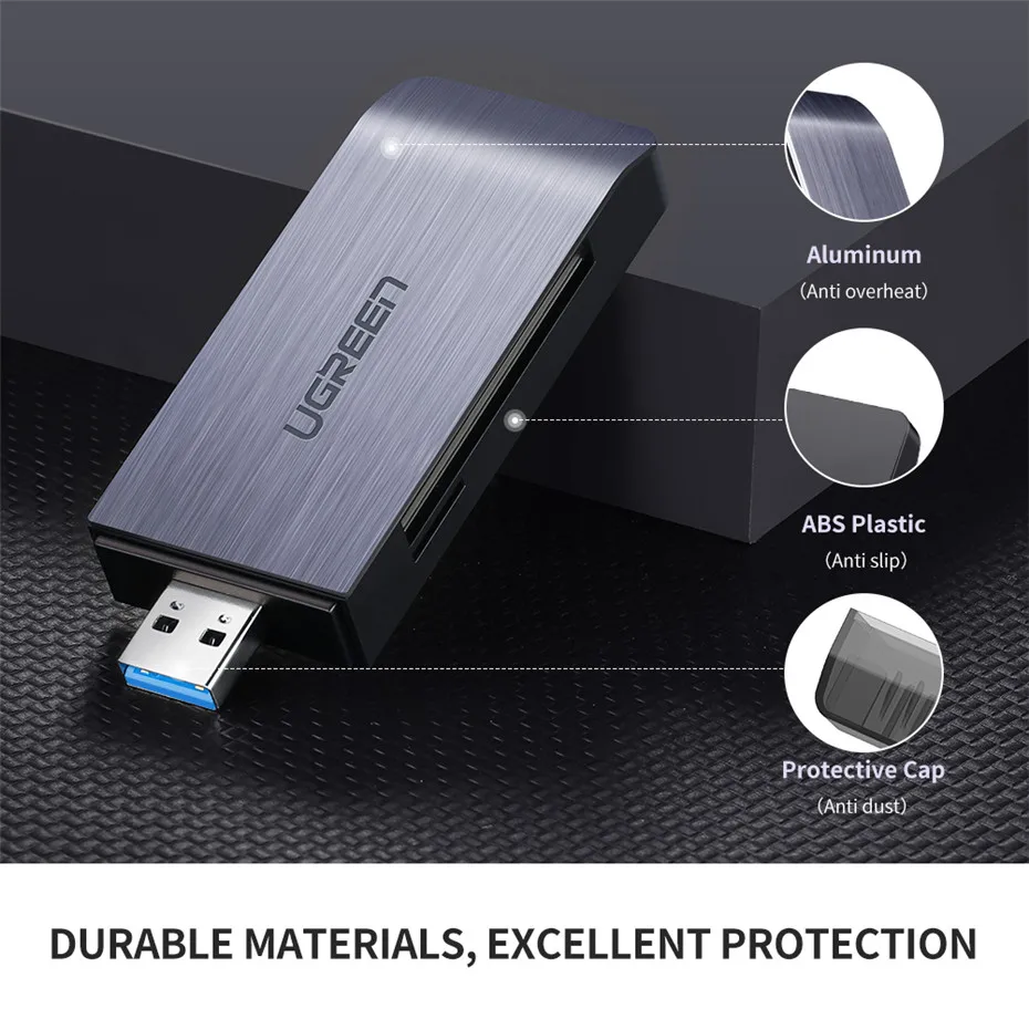 Ugreen USB 3,0 кард-ридер SD Micro SD TF CF MS компактный флэш смарт-карта памяти адаптер для ноутбуков Аксессуары к SD кард-ридеру